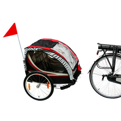 PEXMOR Remolque de bicicleta 2 en 1 para niños de 2 asientos, cochecito de  bicicleta para niños con arneses de seguridad y amortiguador, portador de