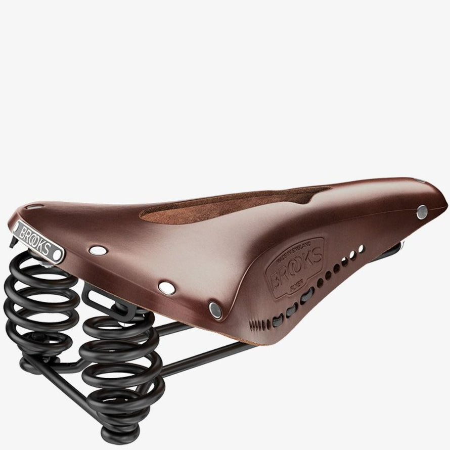 selle de vélo en cuir avec suspension et canal central Flyer Carved Brooks antic brown